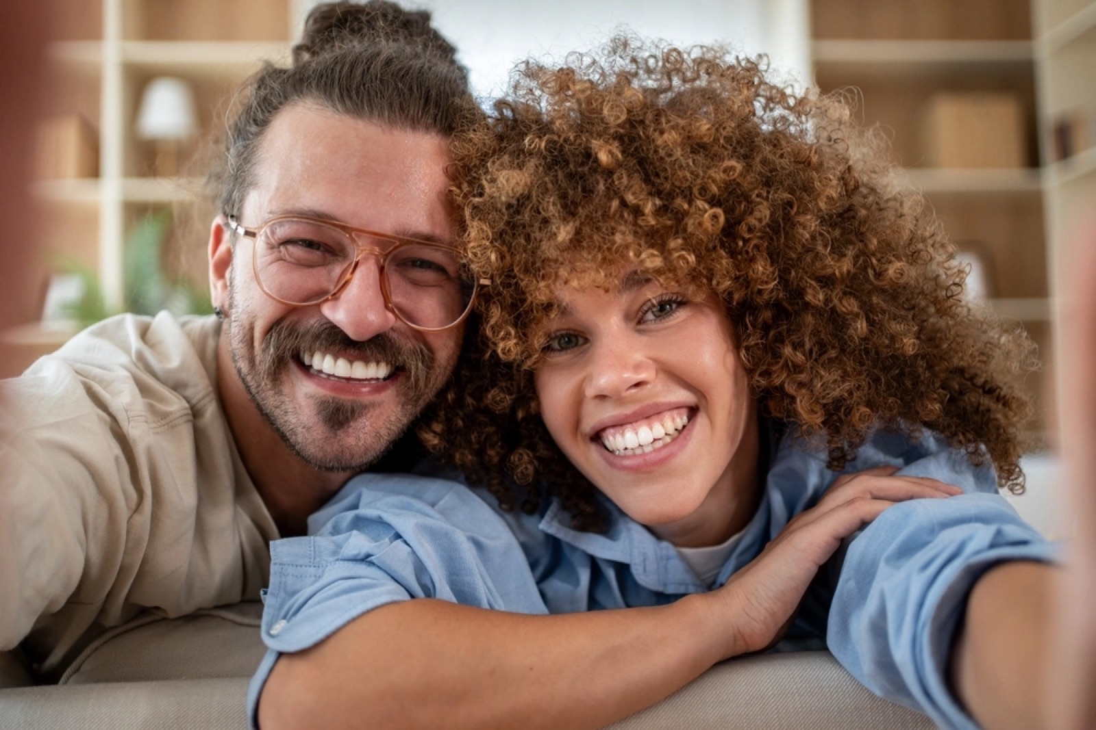Dental patients smiling at home